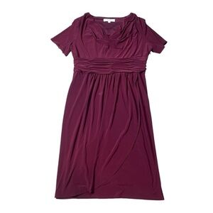 Evan Picone Maroon Dress Women Cocktail Stretchy Short Sleeve Dress Size 16
